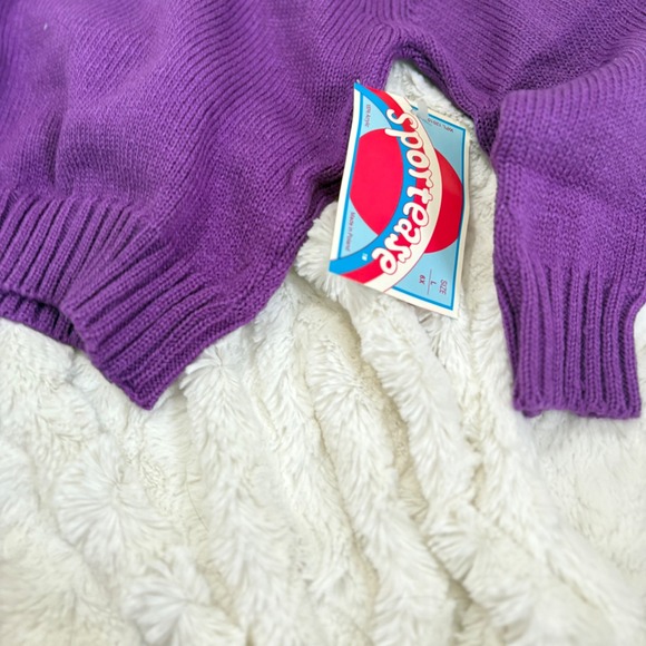 VTG sportease Kids Purple 6X Acrylic Knit Sweater Pullover Casual NWT Deadstock - Picture 3 of 5